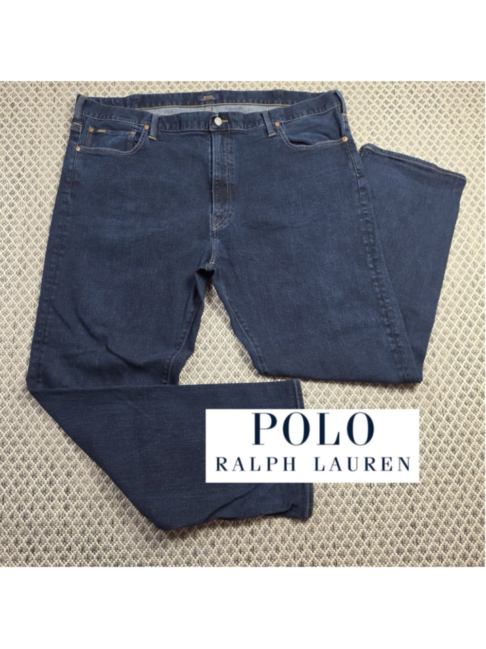 Polo Ralph Lauren Mens 46Bx32 Blue Stretch Denim Jeans Dark Wash 5 Pocket